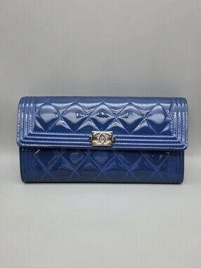 💙CHANEL Authentic Boy Blue Quilted Clutch/Wallet💙